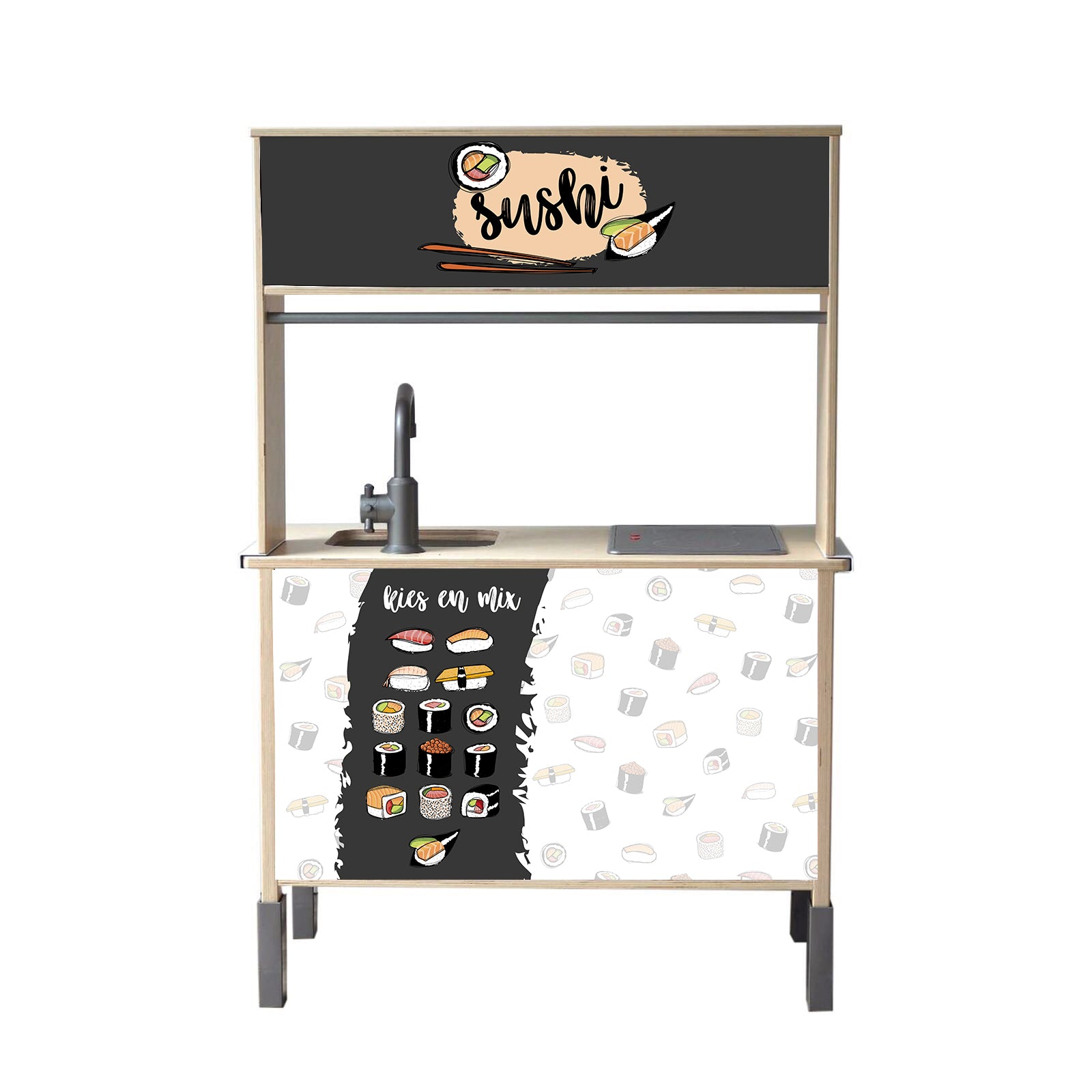 Een speelhoek vol smaak! De Sushi Bar sticker set is perfect voor DIY-ouders die van stijl én spel houden.