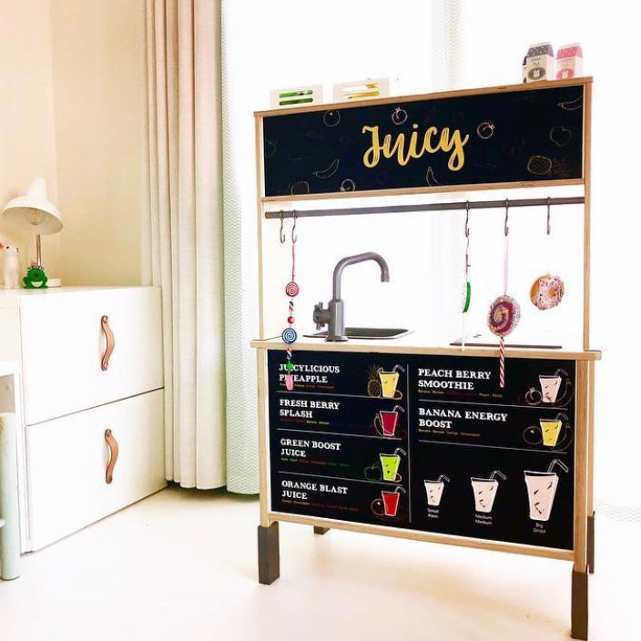 Mix, shake en serveer! Met deze stickers geef je jouw IKEA Duktig een vrolijke, gezonde draai.

