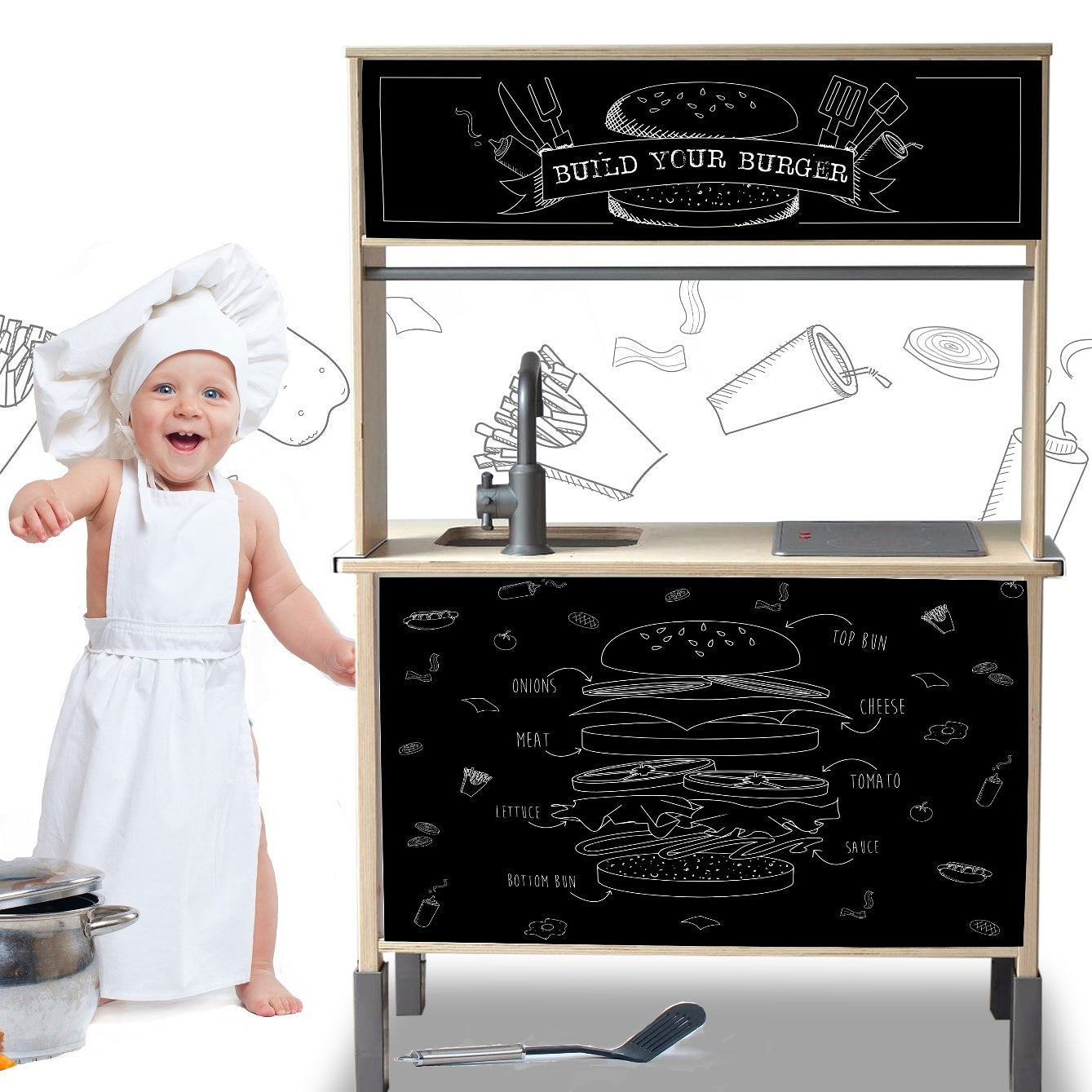 Laat je kind zelf hamburgers bakken en serveren met deze leuke DIY IKEA Duktig hack voor echte food lovers!

