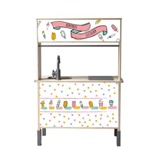 Met deze multicolor ice cream stickers maak je van je kinderkeuken een vrolijk ijsfestijn vol smaken en fantasie.